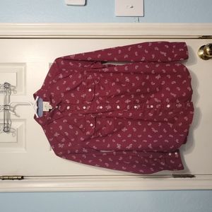 St John's Bay Womens Maroon Button Up Shirt